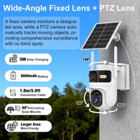 Dual Lens 4G LTE Cellular Security Camera Outdoor,365 Day Unlimited Data,