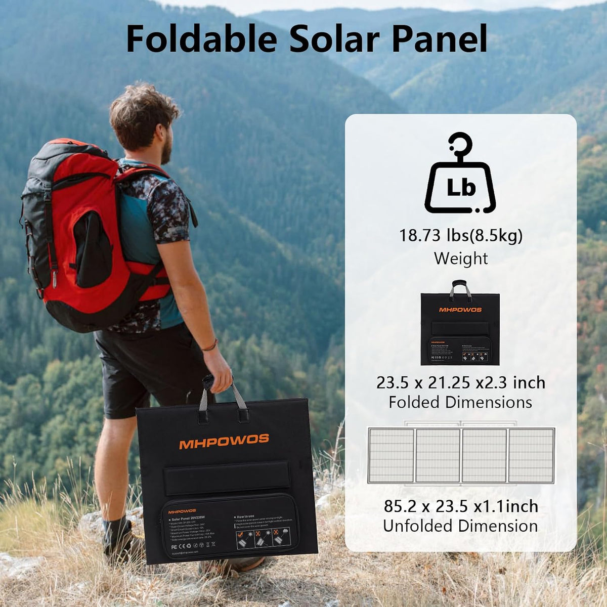 220W Portable Solar Panel 40V Folding Solar Panel for Power Station