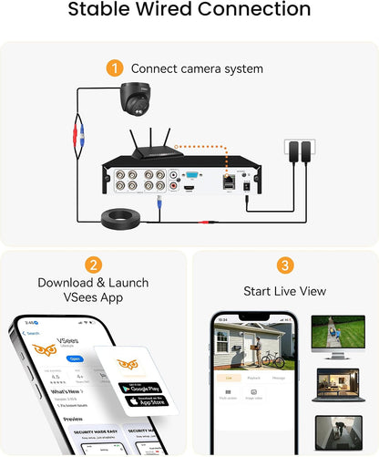 4K Wired Home Security Camera System, 4 X 8MP Dome Camera, 1TB HDD