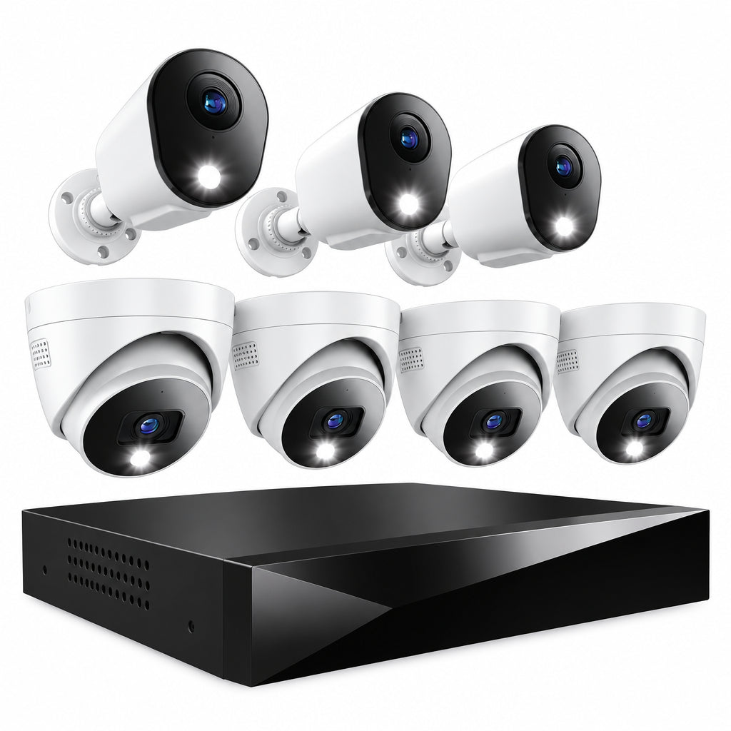 12 Channel 2TB DVR Security System and 8 Wired 2K Deterrence Cameras - 4 Bullet 4 Dome