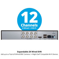 12 Channel 2TB DVR Security System and 8 Wired 2K Deterrence Cameras - 4 Bullet 4 Dome