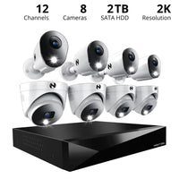 12 Channel 2TB DVR Security System and 8 Wired 2K Deterrence Cameras - 4 Bullet 4 Dome
