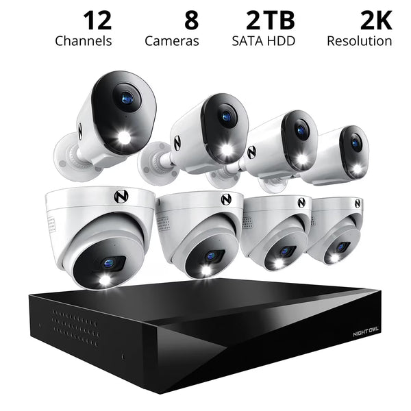 Security Camera System Designed for Complete Coverage, 2TB Storage, 2-Way Audio, 8 Wired 2K Cameras